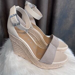 NWOT Copper Key Hightide Suede Ankle Strap Espadrille Platform Wedges